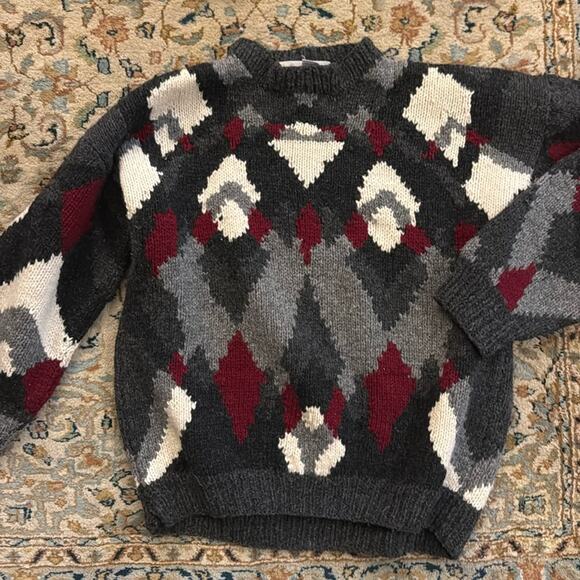 Vintage John Ashford Handknit 100% Wool Fisherman Sweater - Picture 1 of 3